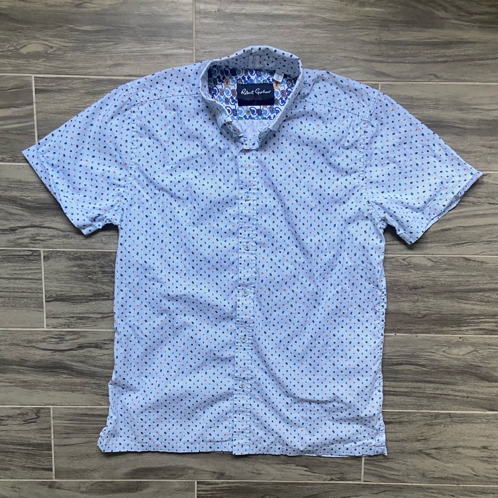 Robert Graham Light Blue Patterned Casual Shirt